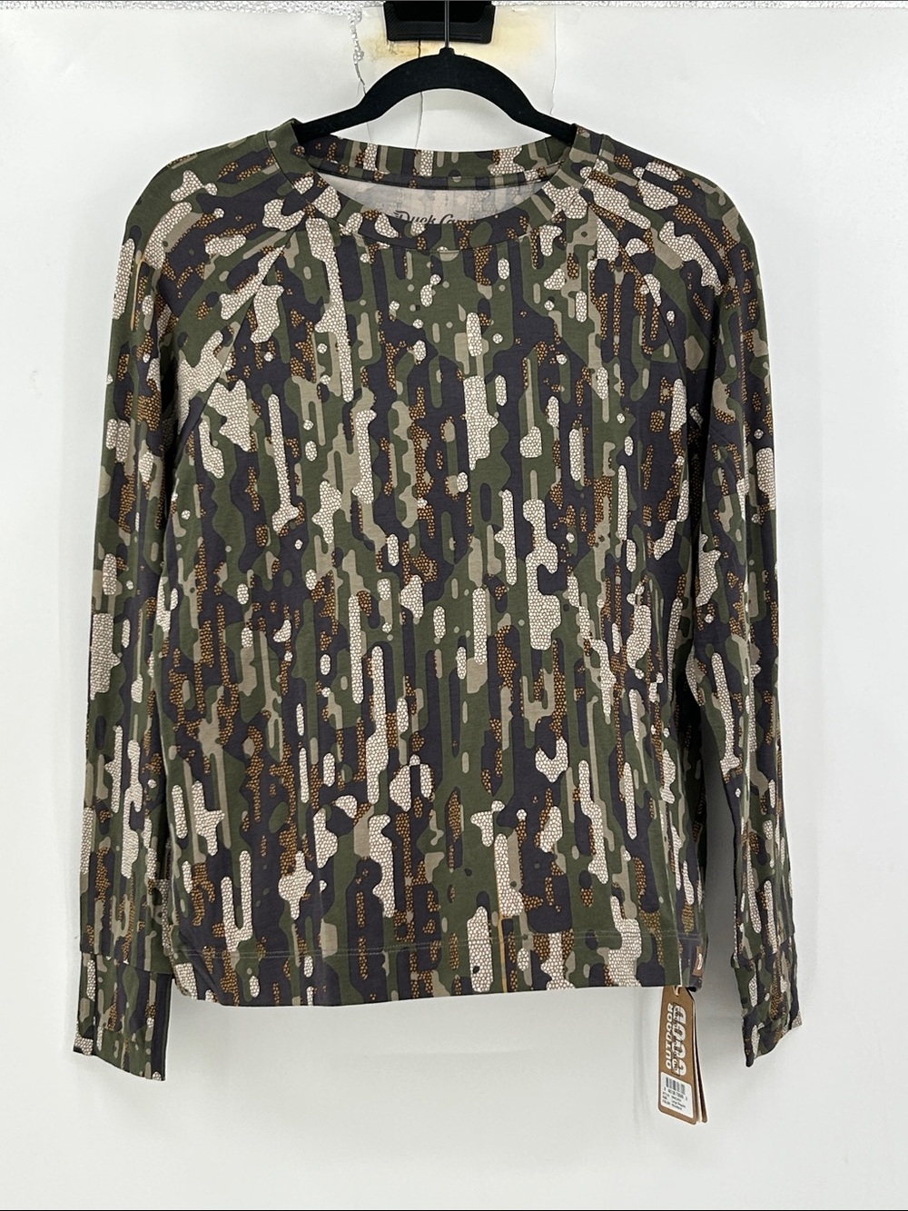 Duck Camp Womens Bamboo Crew Woodland Camo Long Sleeve UPF 30+ Size Large NWT